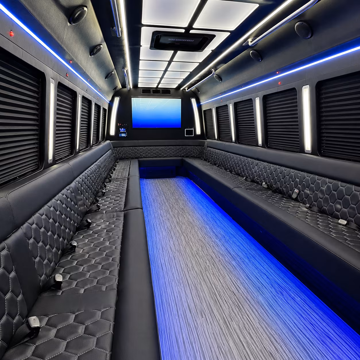 tempe 50 passenger party bus inside